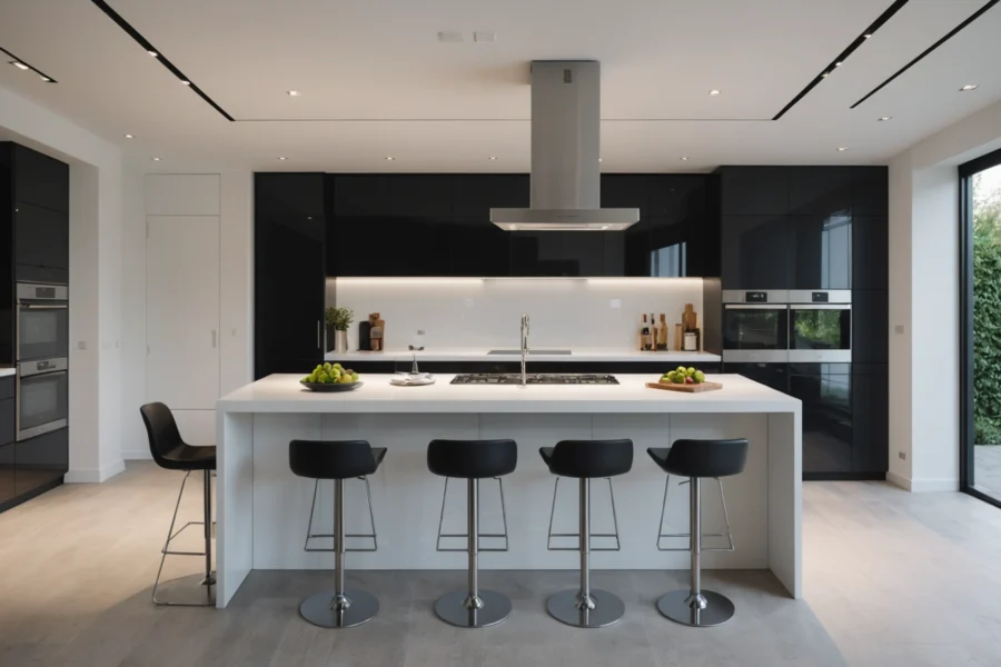 cuisinière avec extraction vers le bas